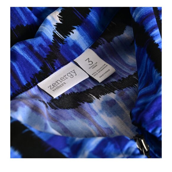CHICO'S ZENERGY Animal Print/Abstract Blue & Black Zipper Jacket Size 3 (XL16) - Picture 2 of 8